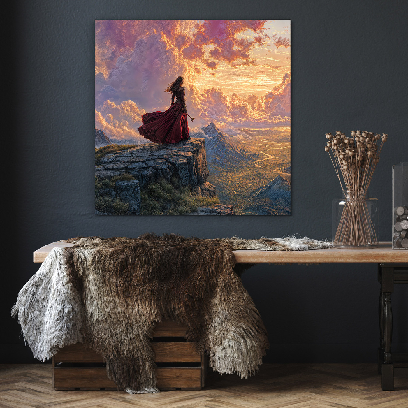 Obraz do předsíně - Snící žena na útesu