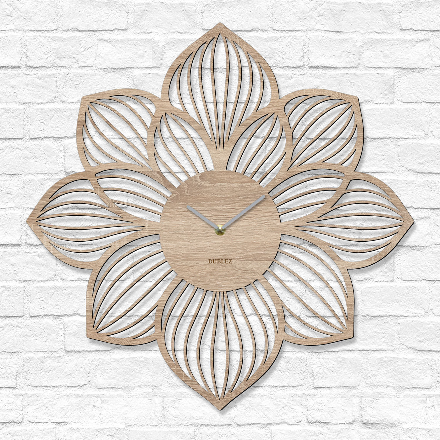 Tablou floral cu ceas - Petale | Stejar Sonoma