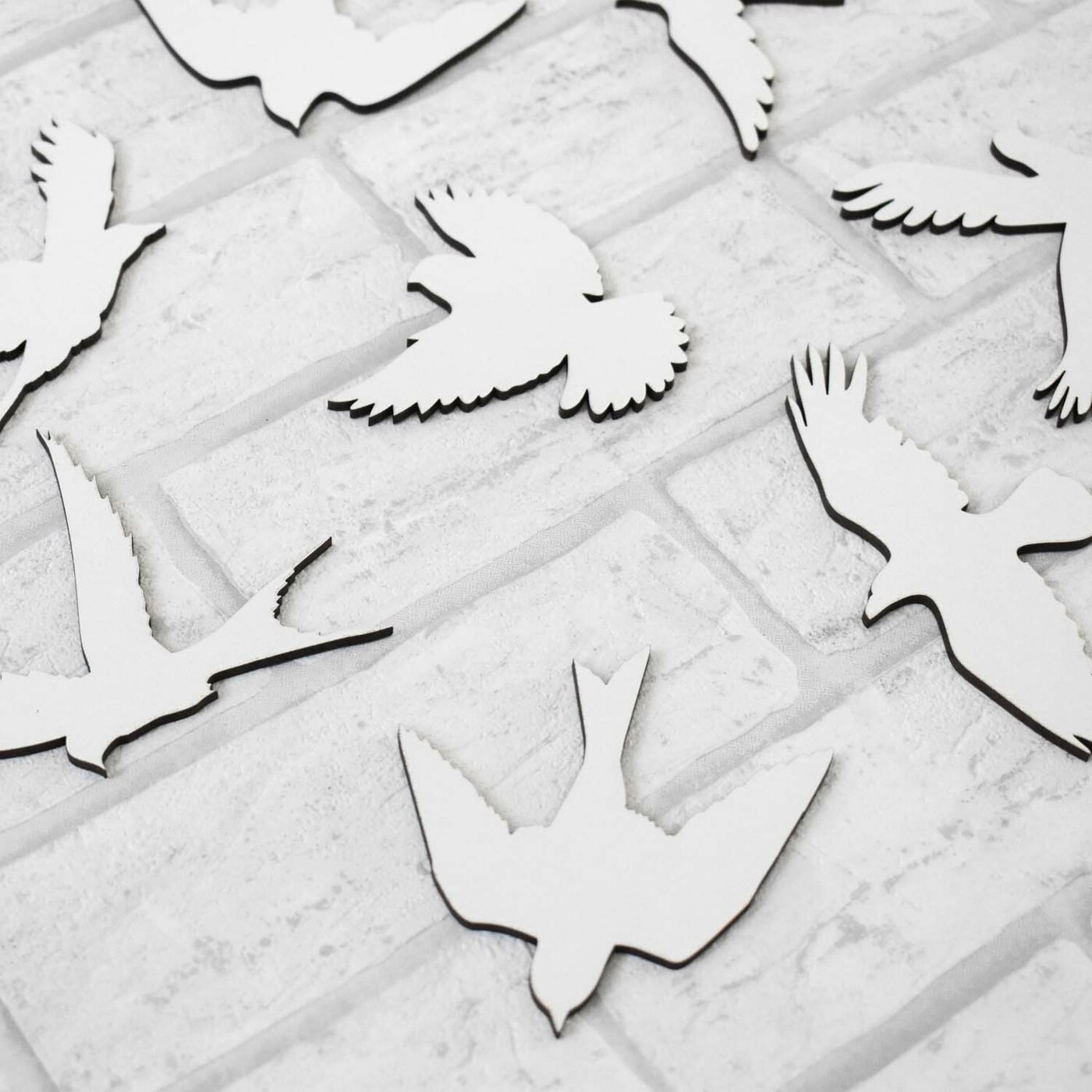 Madár dekorációk - 6 db falmatrica | Fehér