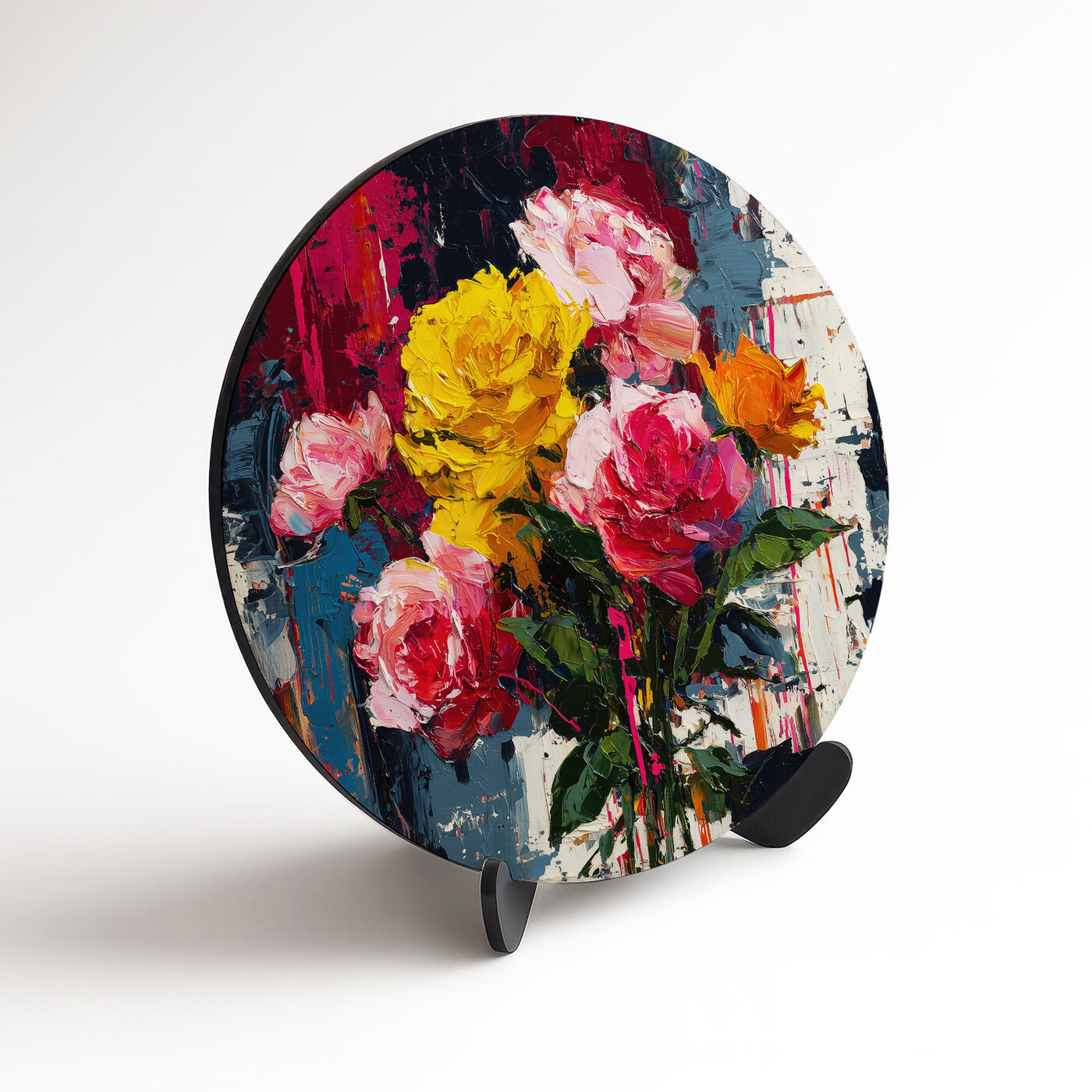 Dřevěný obraz s efektem malby - Květiny