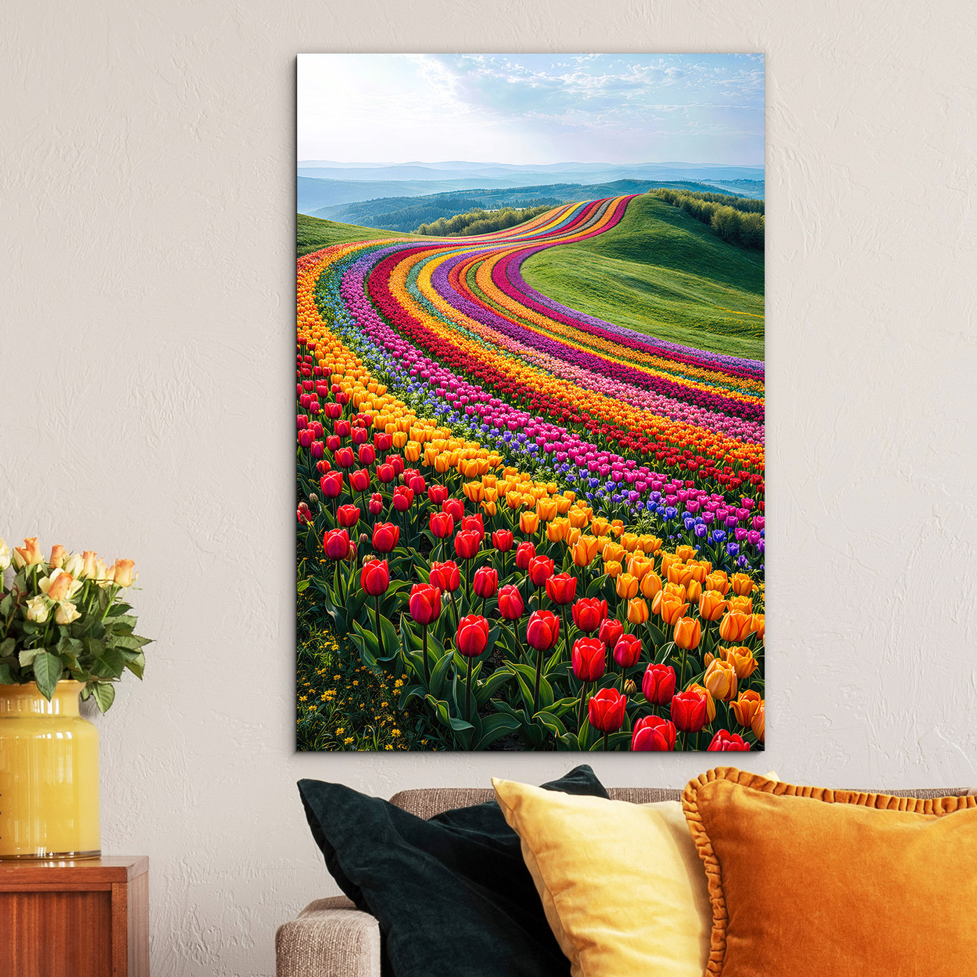 Wooden picture - Tulip field