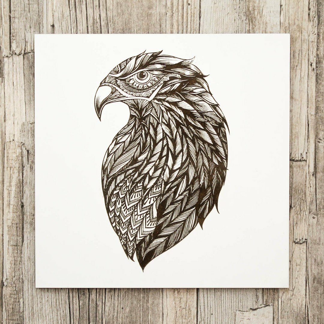 3D Wooden Engraved Wall Art - Eagle | White