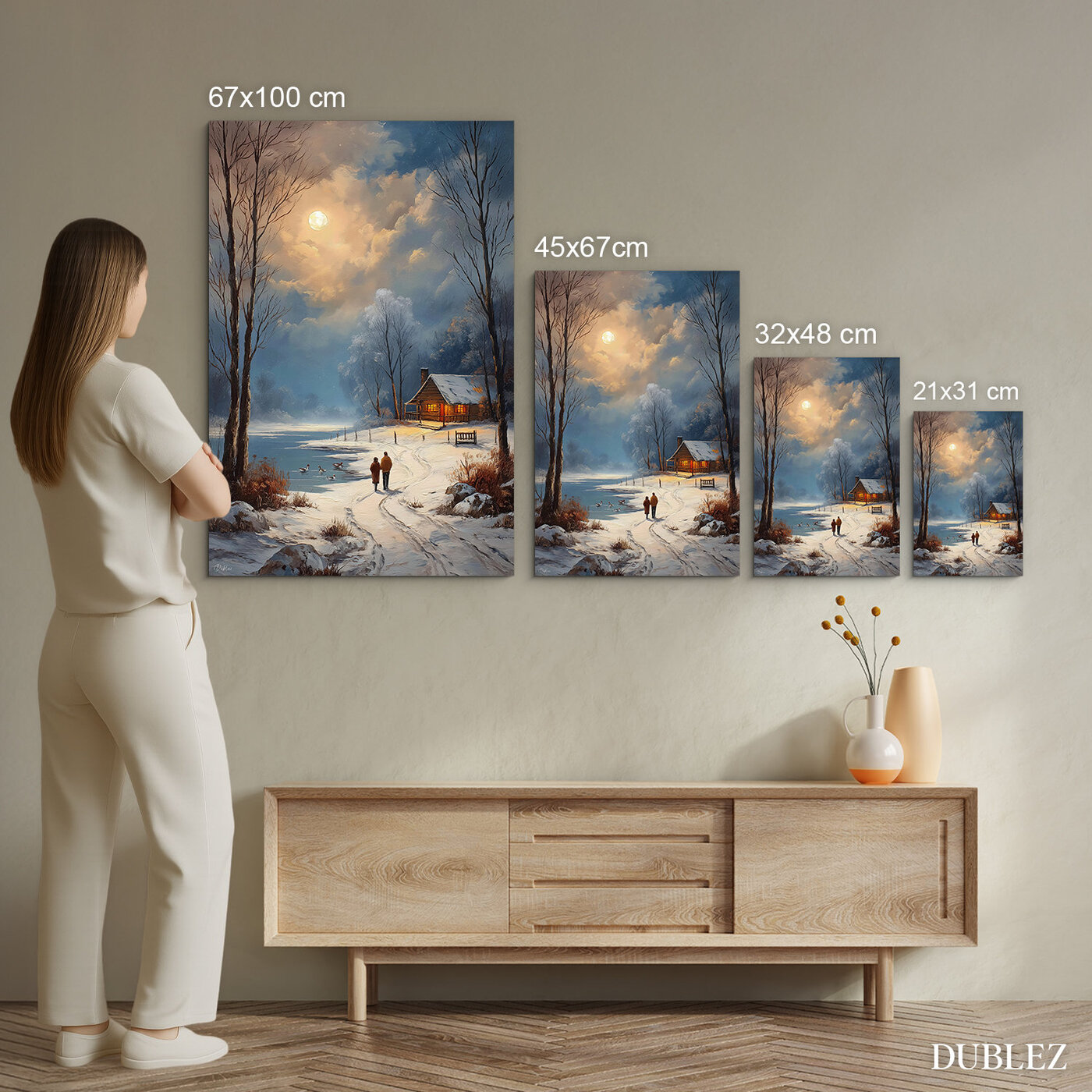 Winter scene - Cabin by the lake