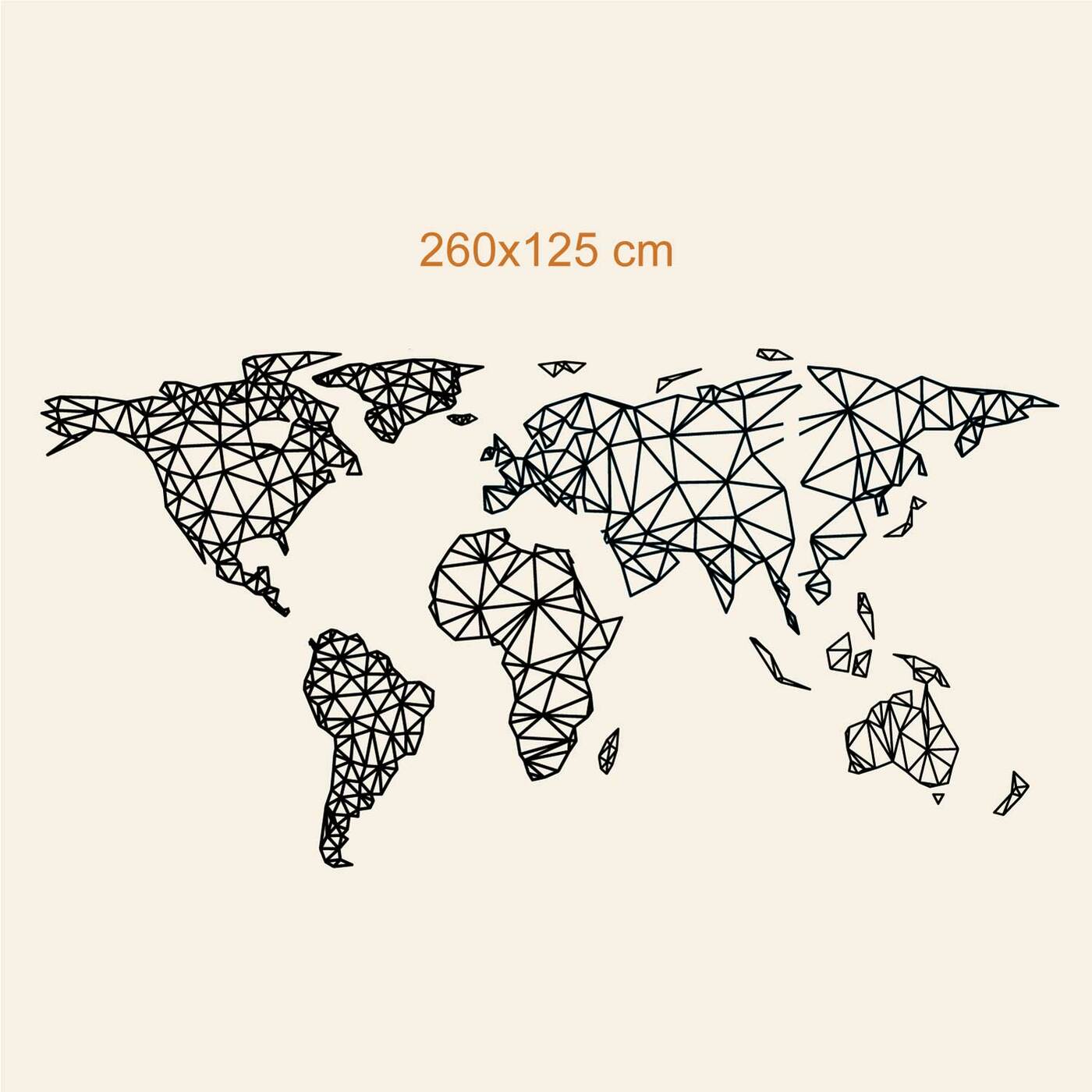 Fali 3D világtérkép - Poligonális atlasz  | 260x125 cm