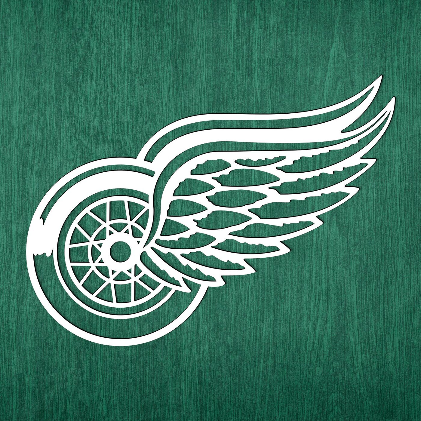 Drevené logo - Detroit Red Wings | Biela