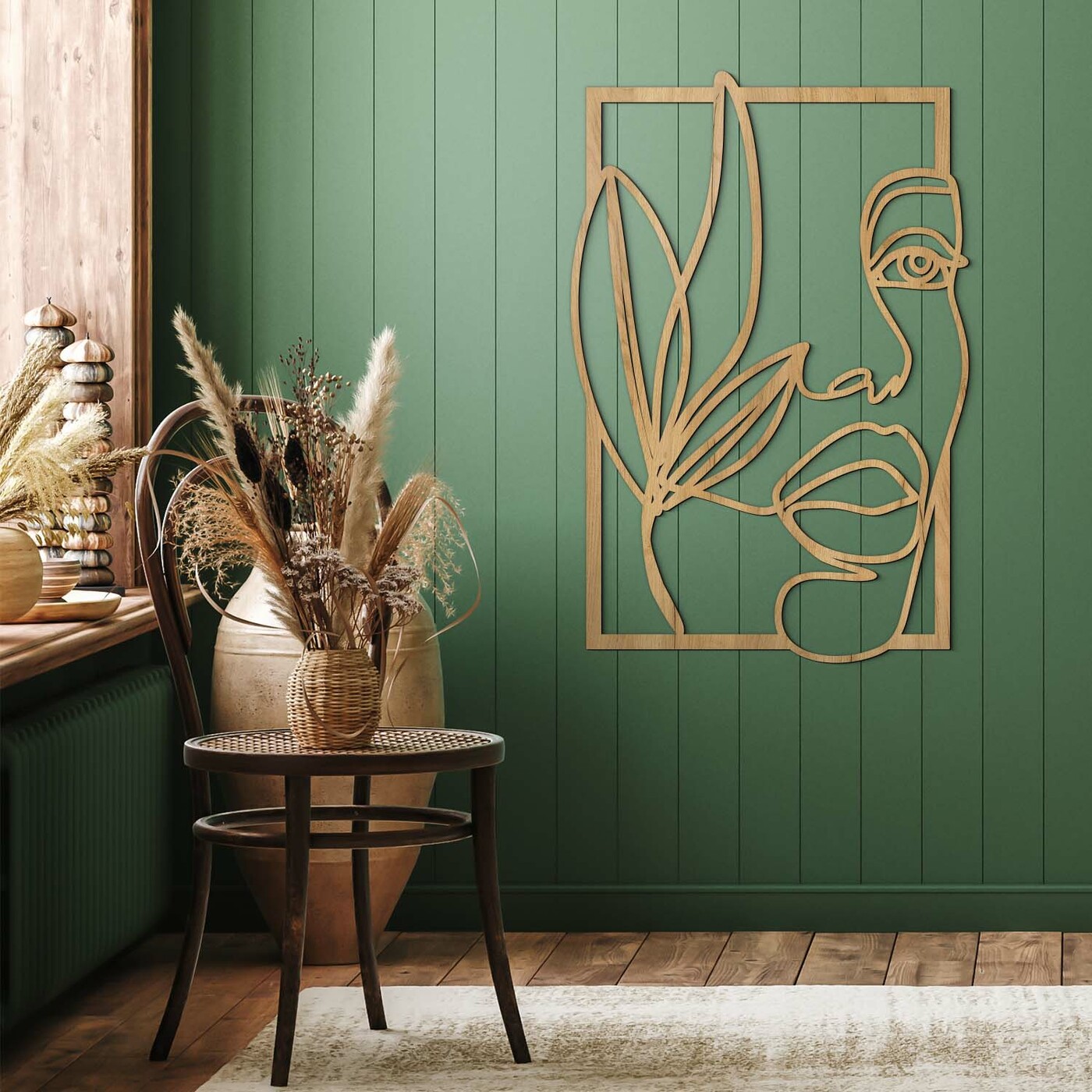 Wooden Line Art Wall Art - Muse | Gold Craft Oak