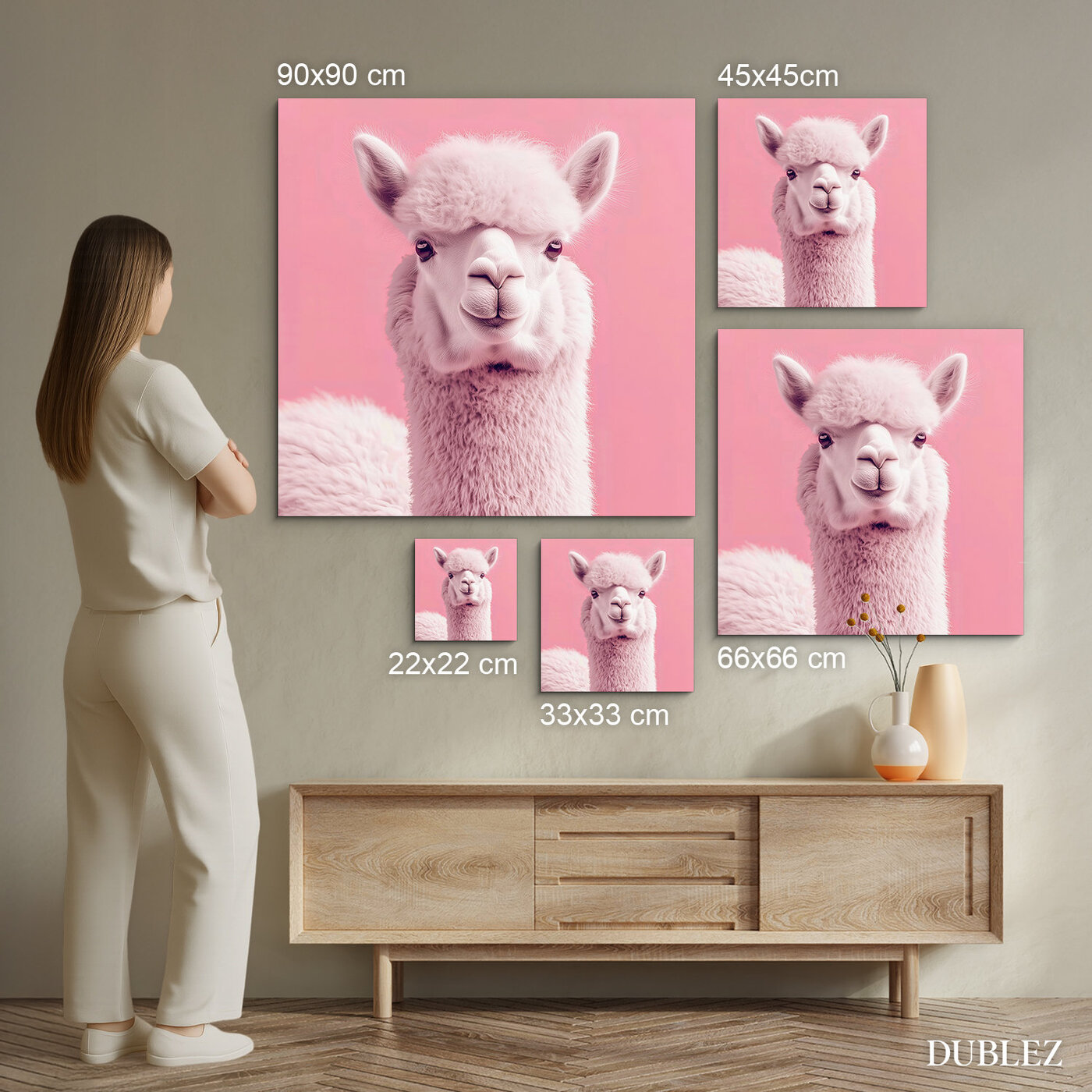 Růžový obraz - Lama
