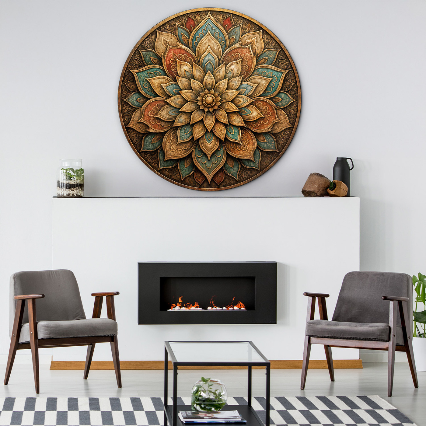 Wooden round mandala - Shanti