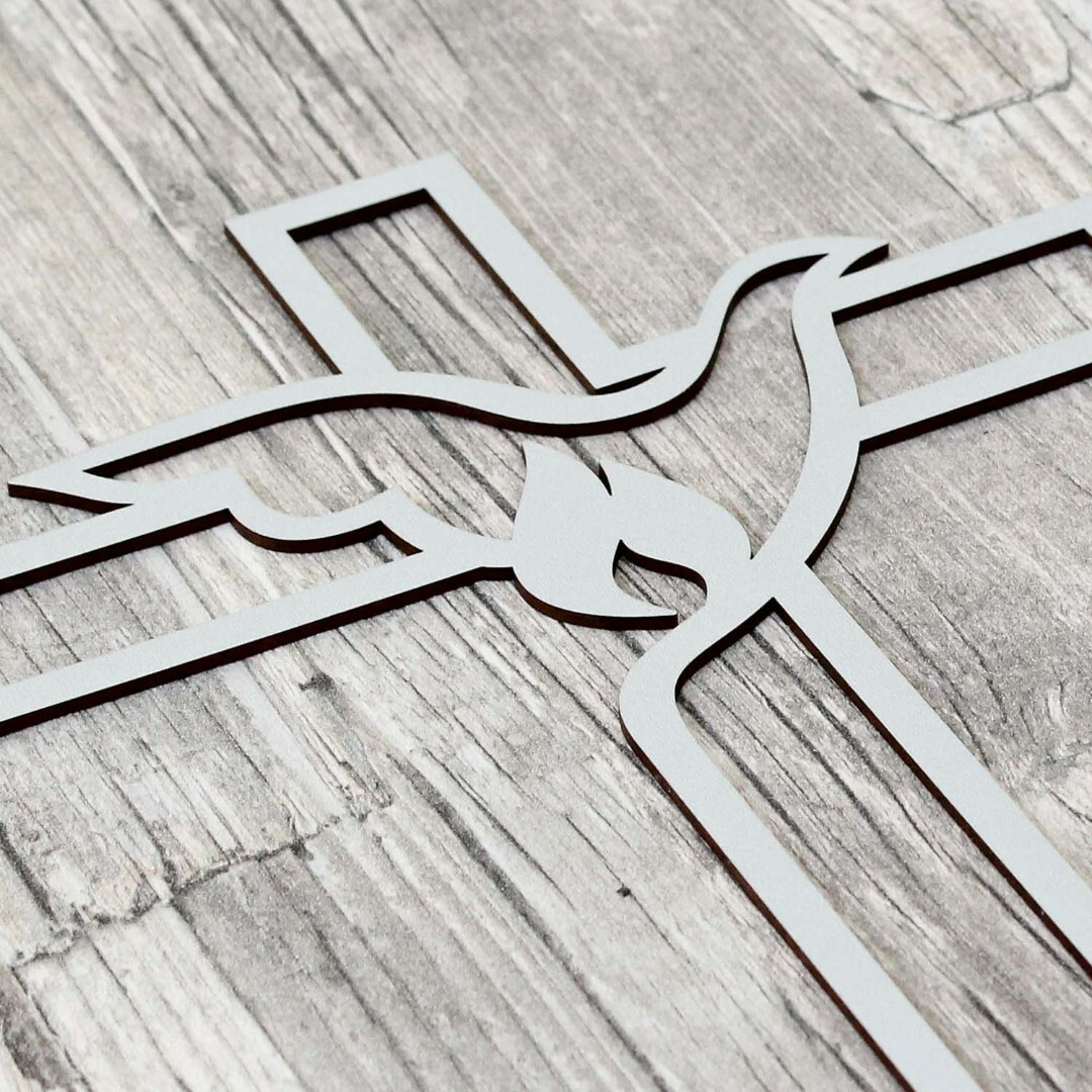 Christian Cross made from Wood on the Wall | Silver