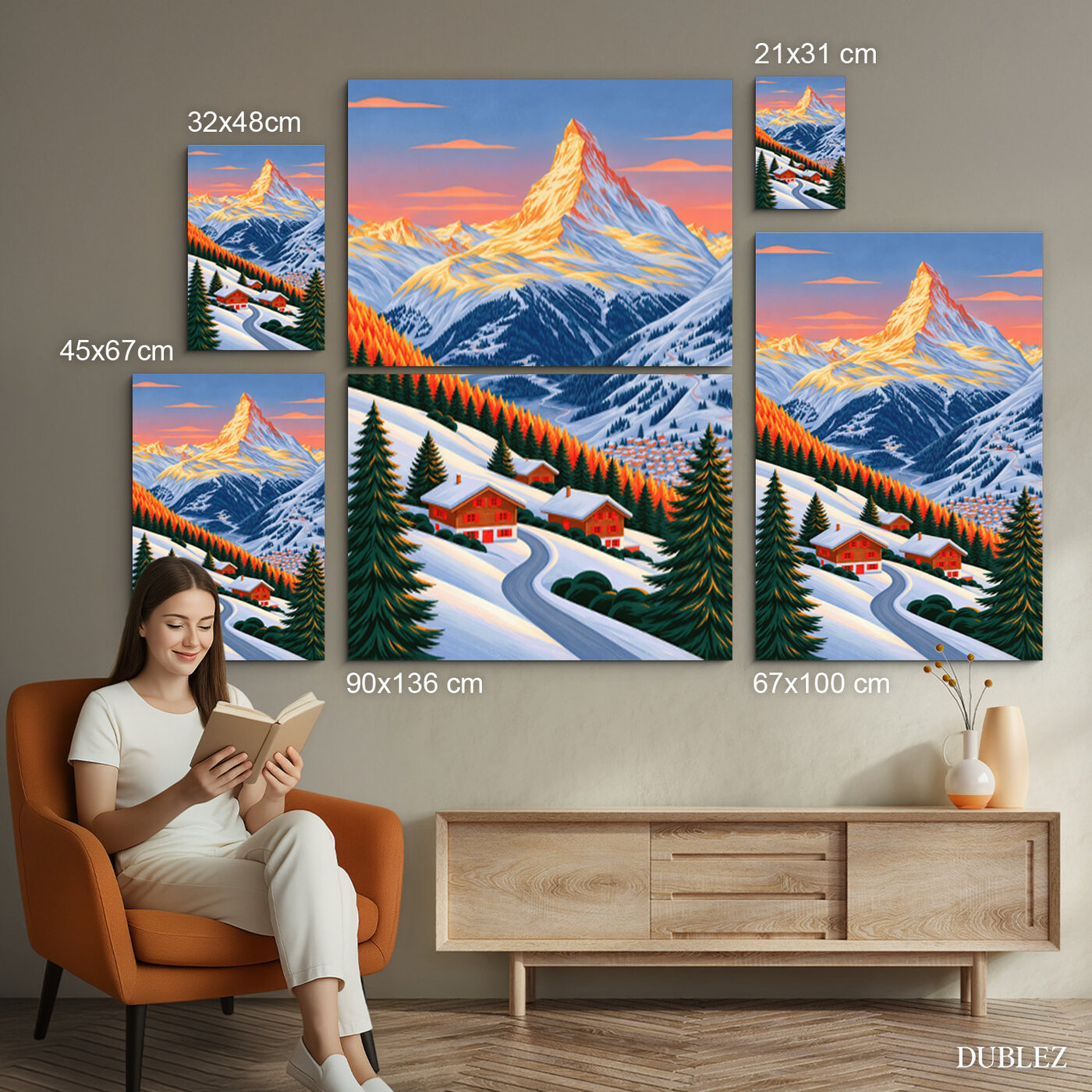 Retro obraz hôr - Zimné Alpy | 90x136 cm