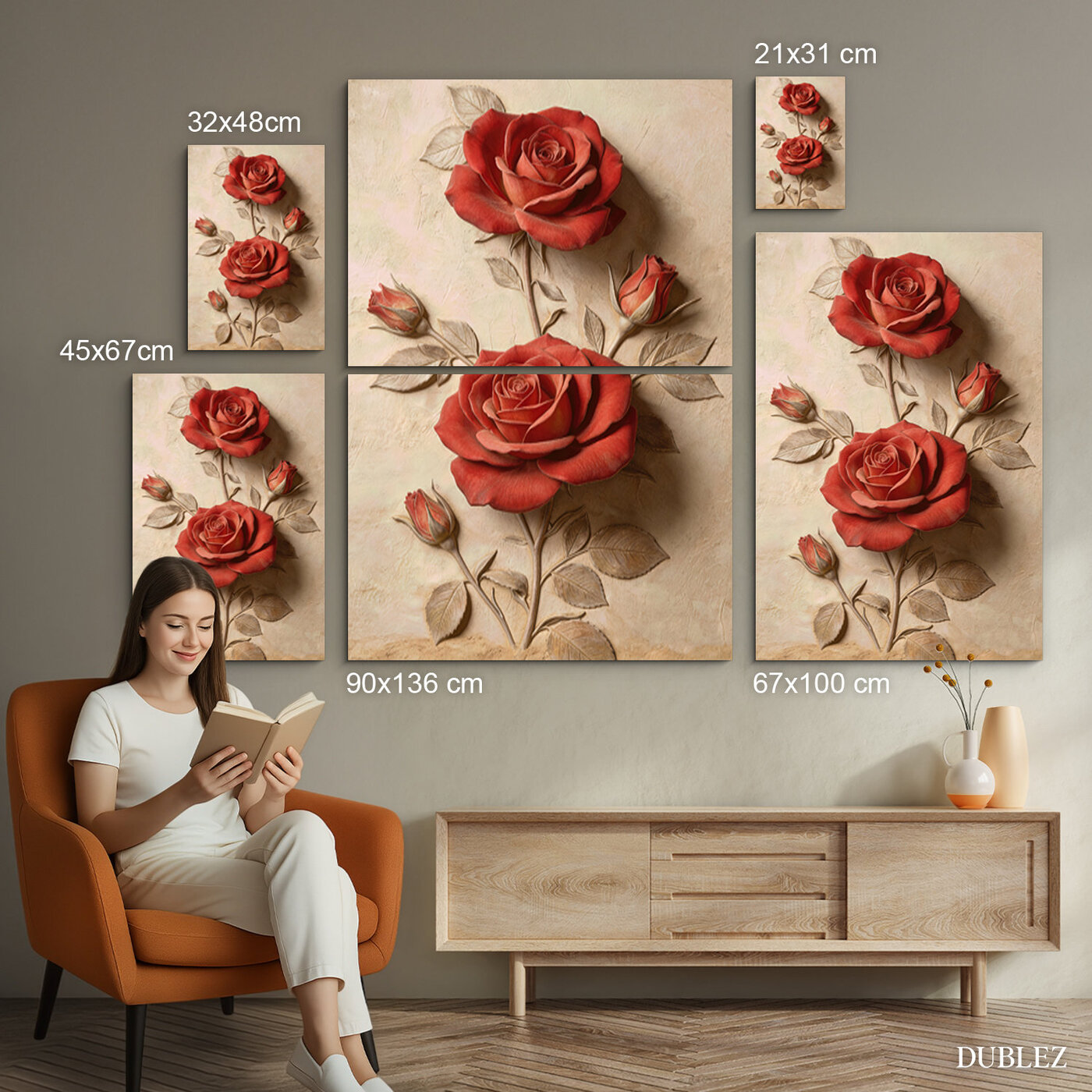 Wall picture - Red roses | 90x136 cm