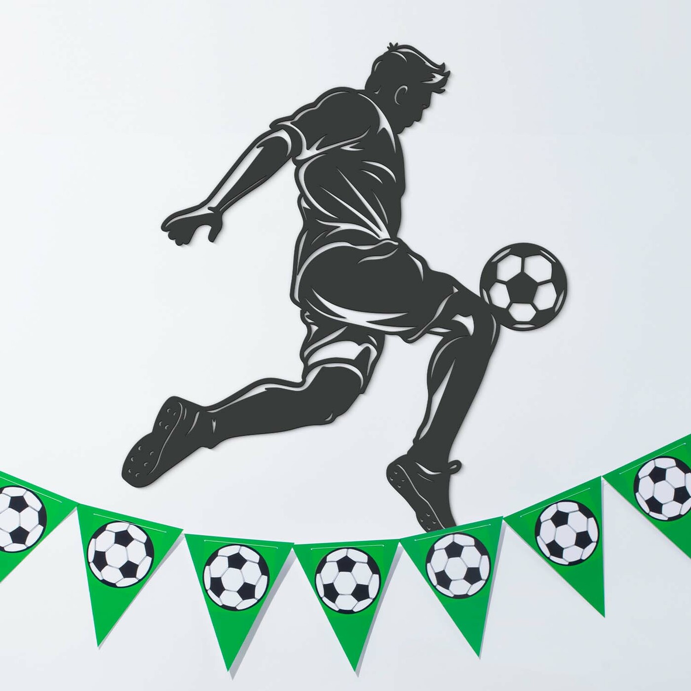 Wooden Sports Wall Art - Footballer | Anthracite Gray