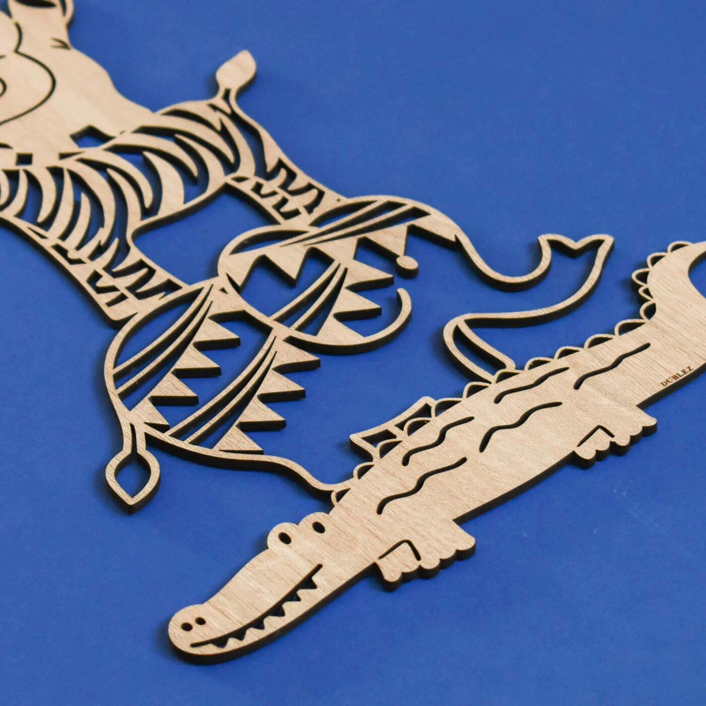 Drevená nálepka na stenu - zvieratká | Dub Sonoma