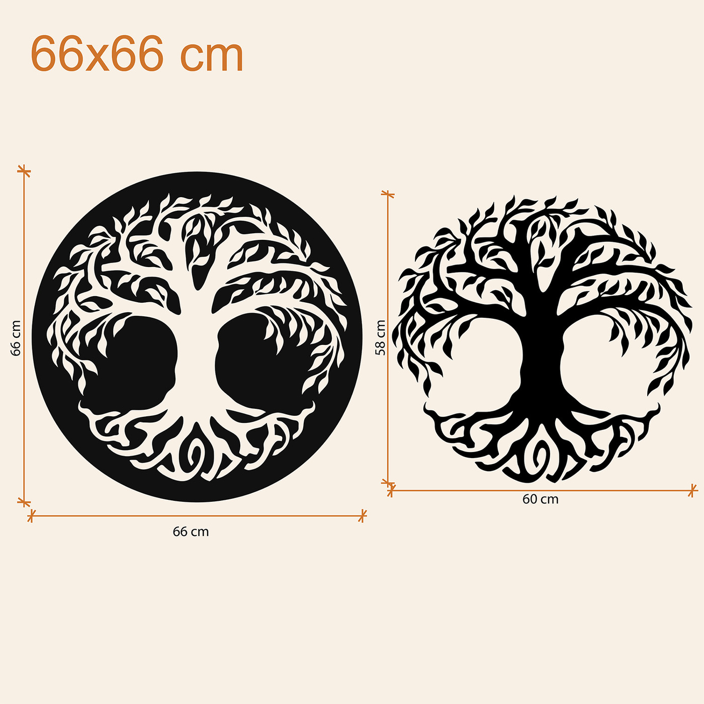 2 az 1-ben fából készült életfák - Hod és Netzach | 66x66 cm