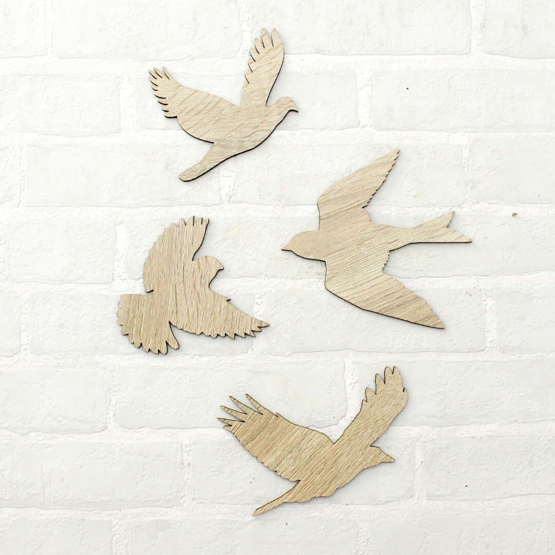 Madár dekorációk - 6 db falmatrica | Sonoma Tölgy