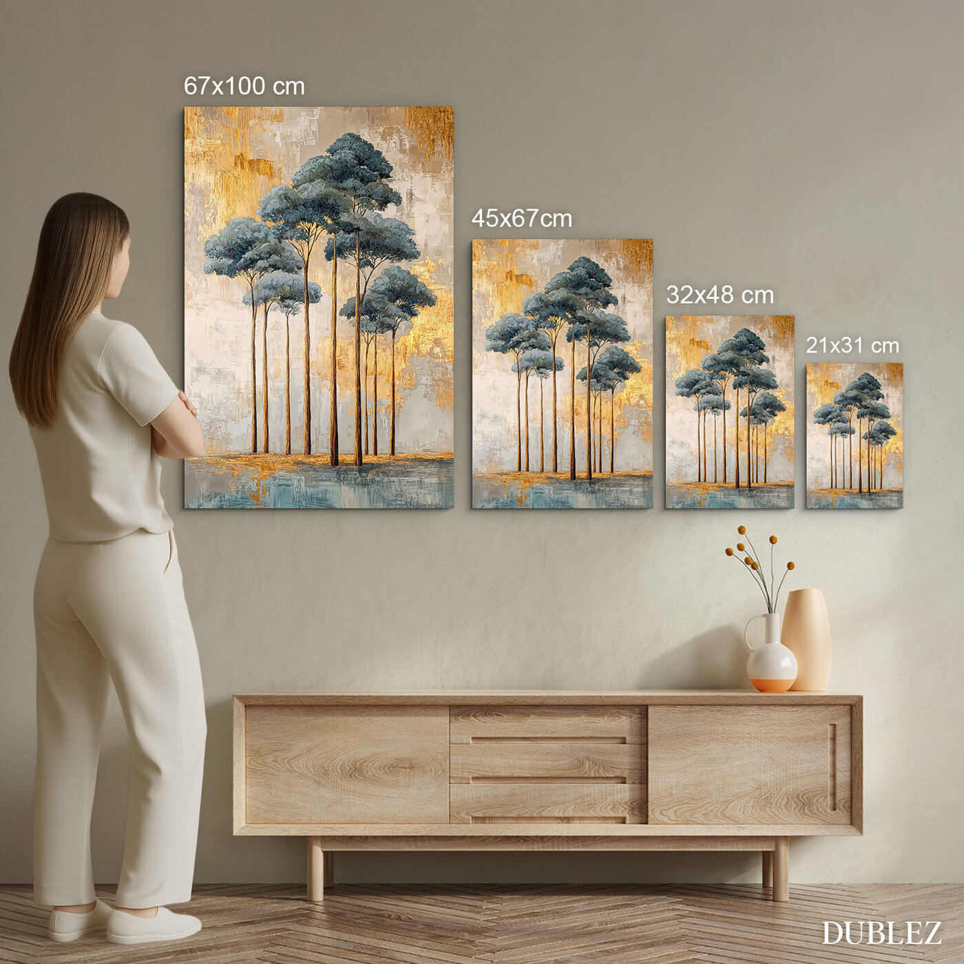 Elegantní dřevěný obraz - Zlatý les