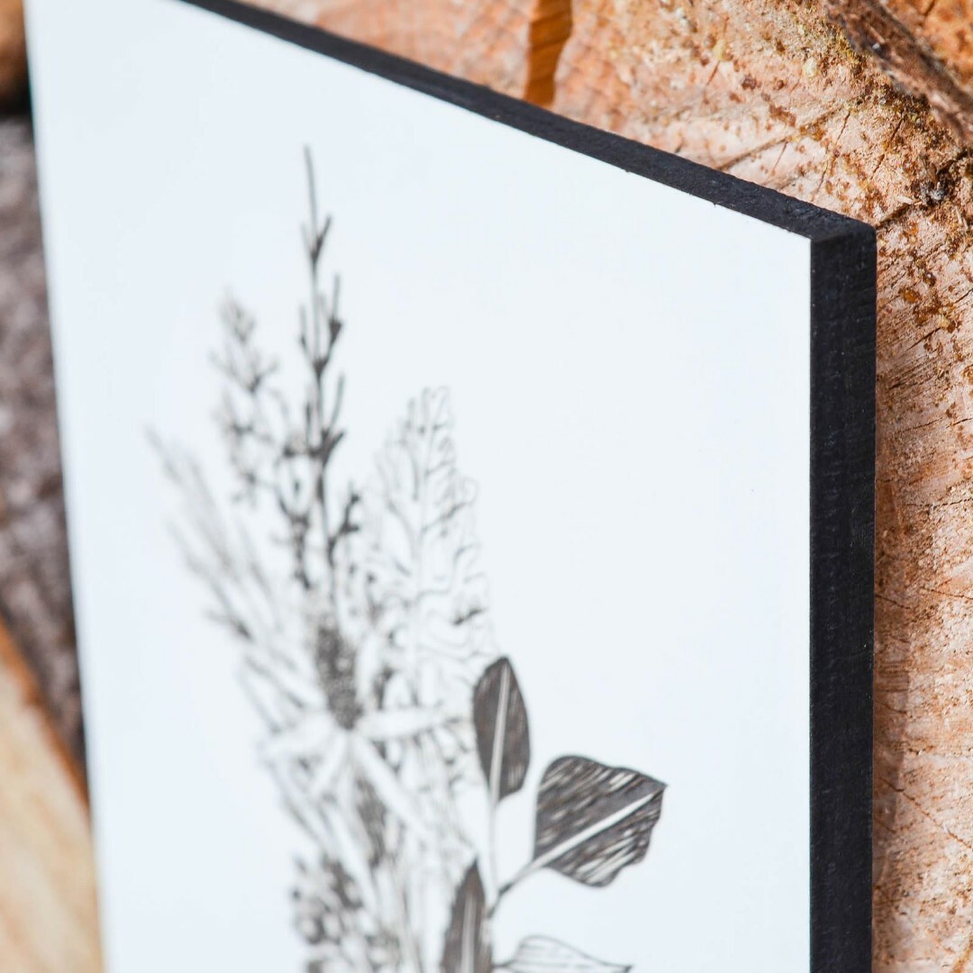 Modern fa falikép - Vad virágok | Fehér