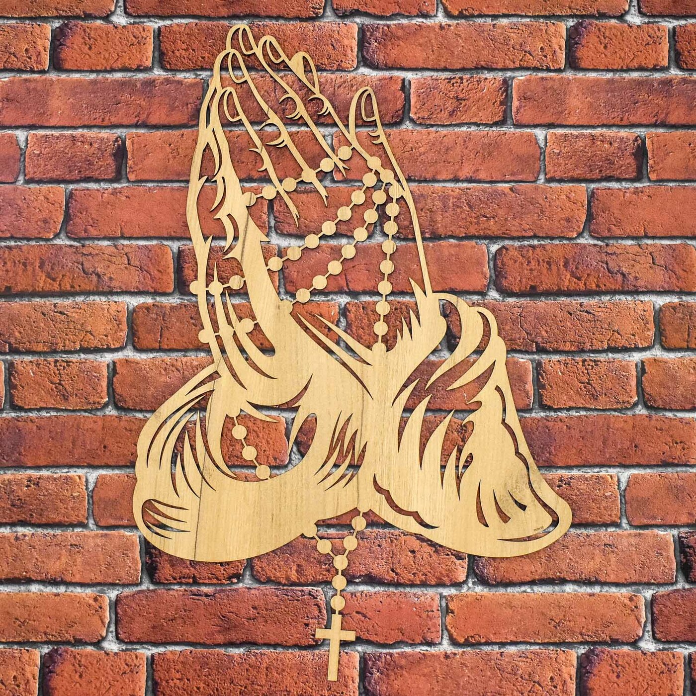 Wooden Wall Art - Praying Hands | Gold Craft Oak