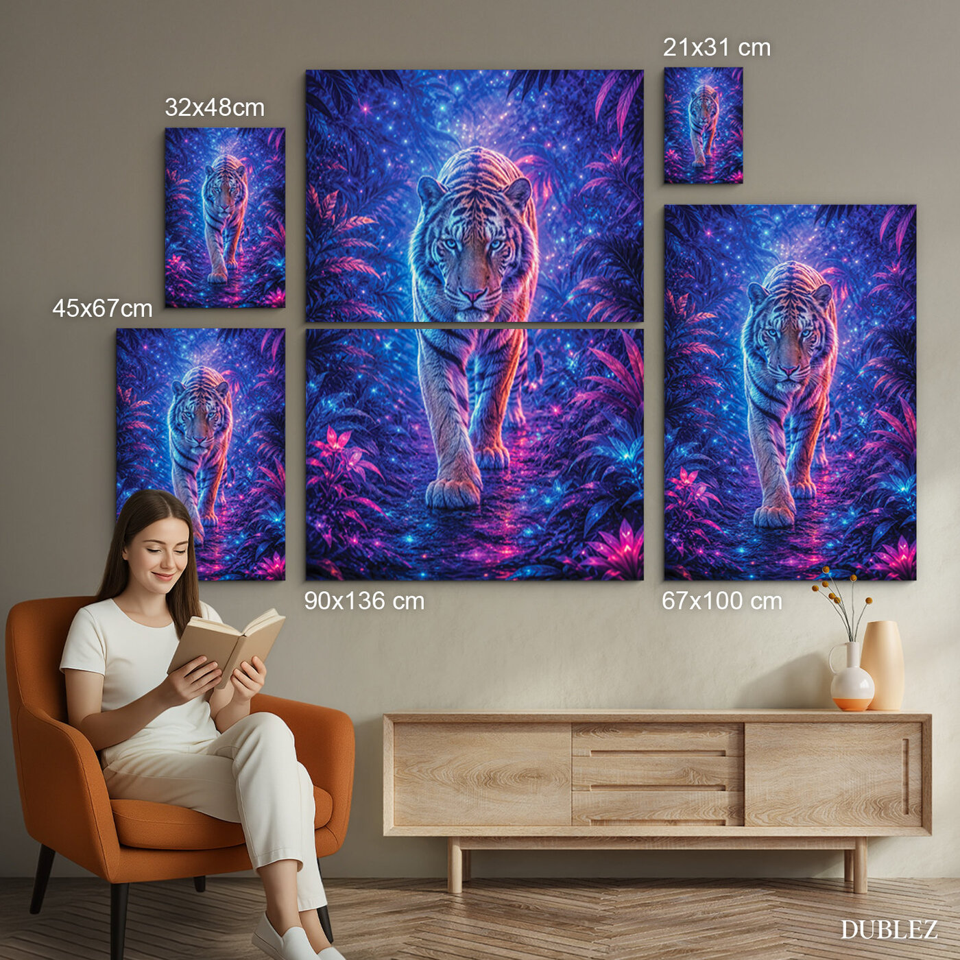 Dizajnový obraz na dreve - Tiger | 90x136 cm