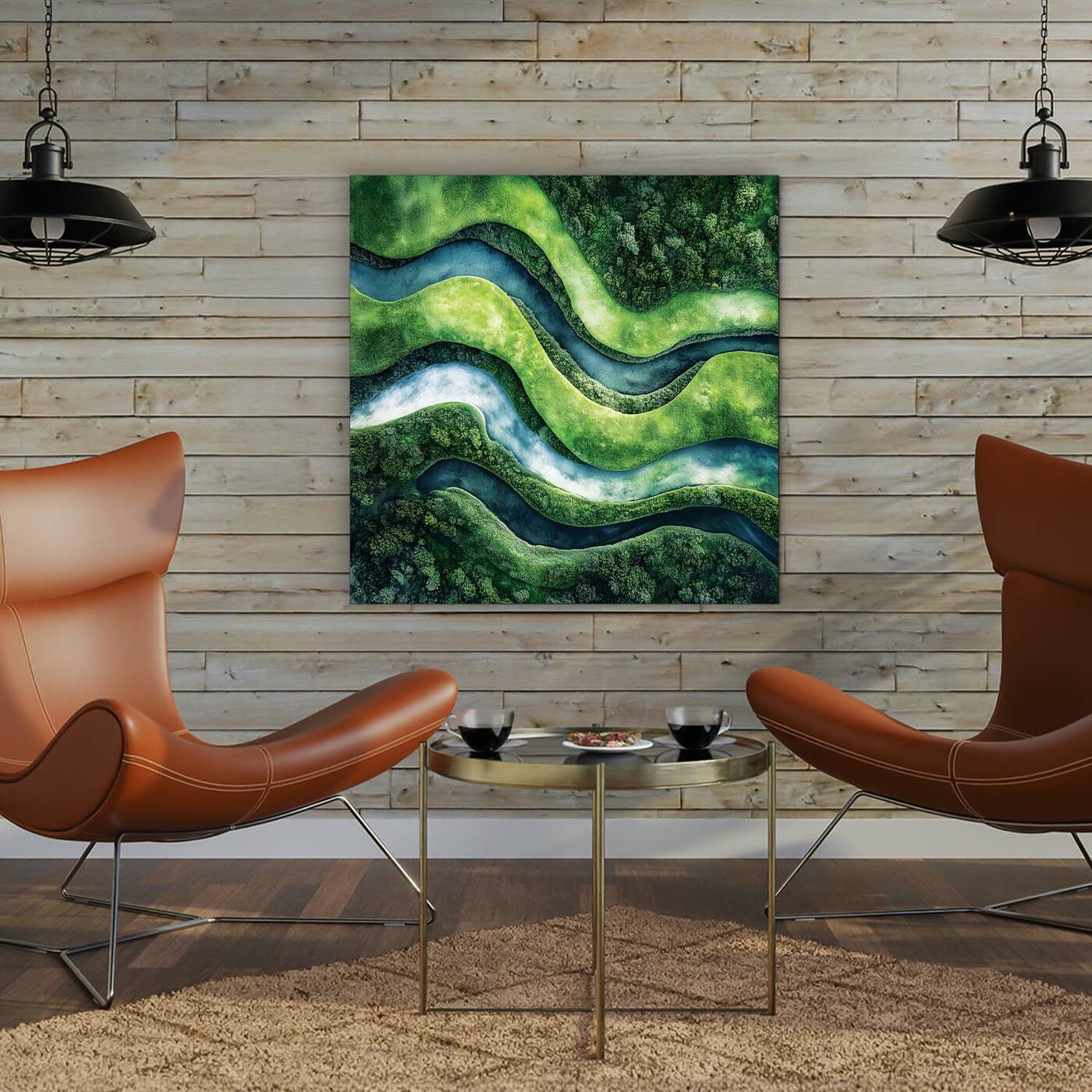 Abstraktní dřevěný obraz - Mechové vlny