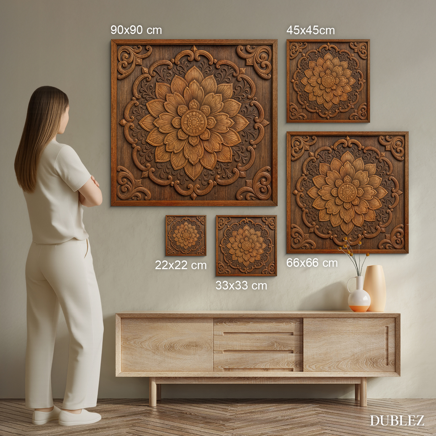 Drevený obraz na stenu - Orientálny kvet v mandale