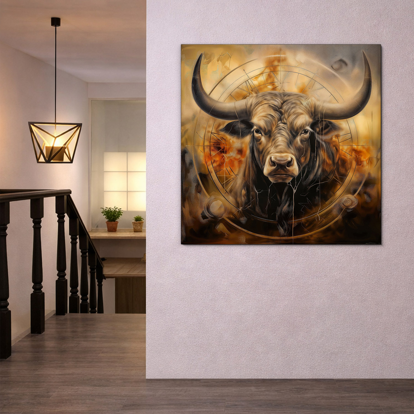 Stylish animal painting - Golden bull