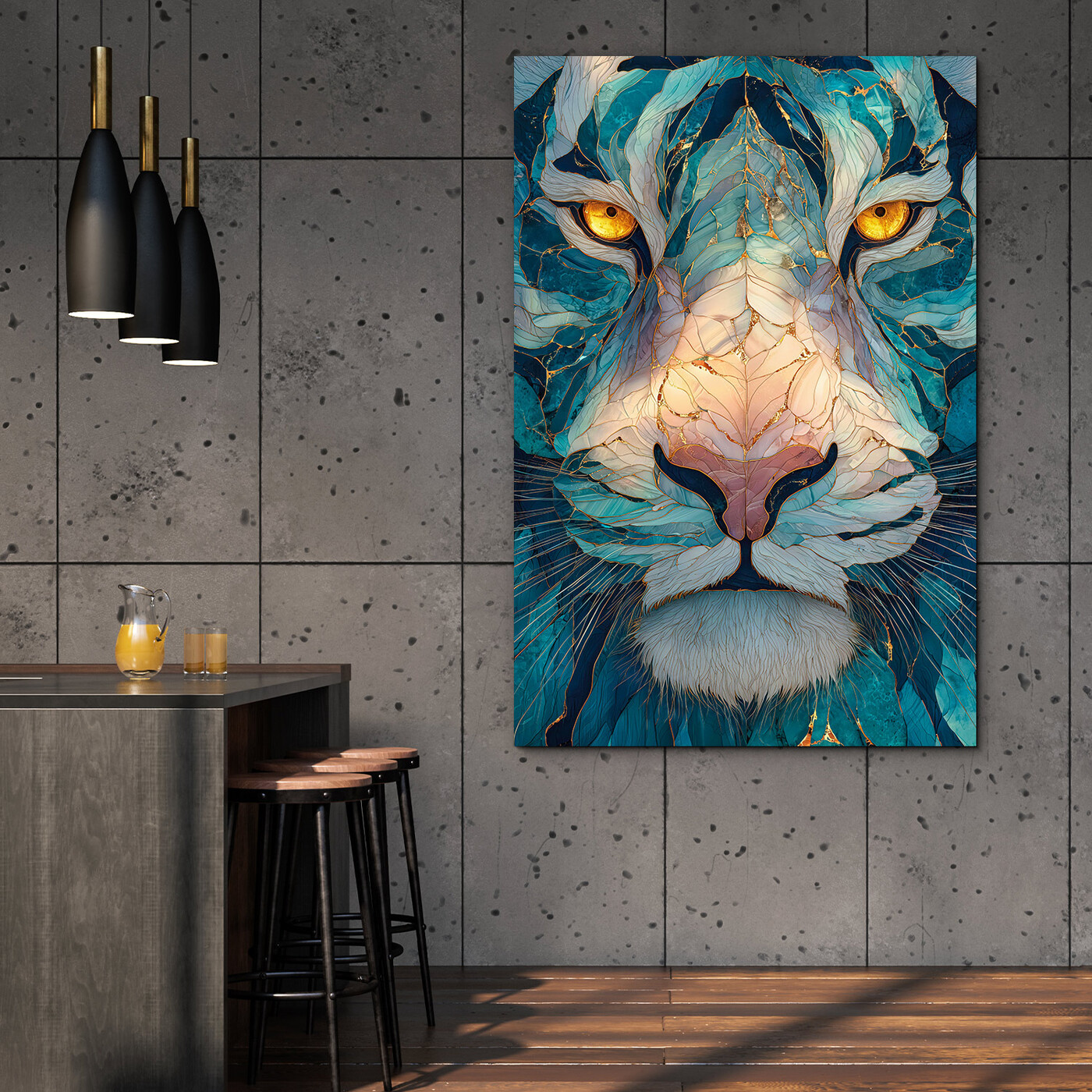 Drevený obraz - Zafírový tiger