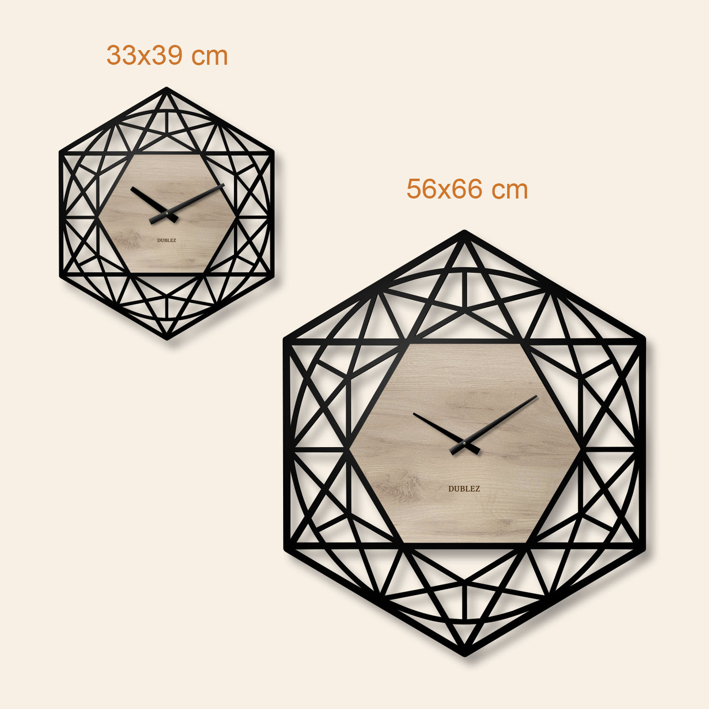 Geometrické hodiny na stenu - Polygón
