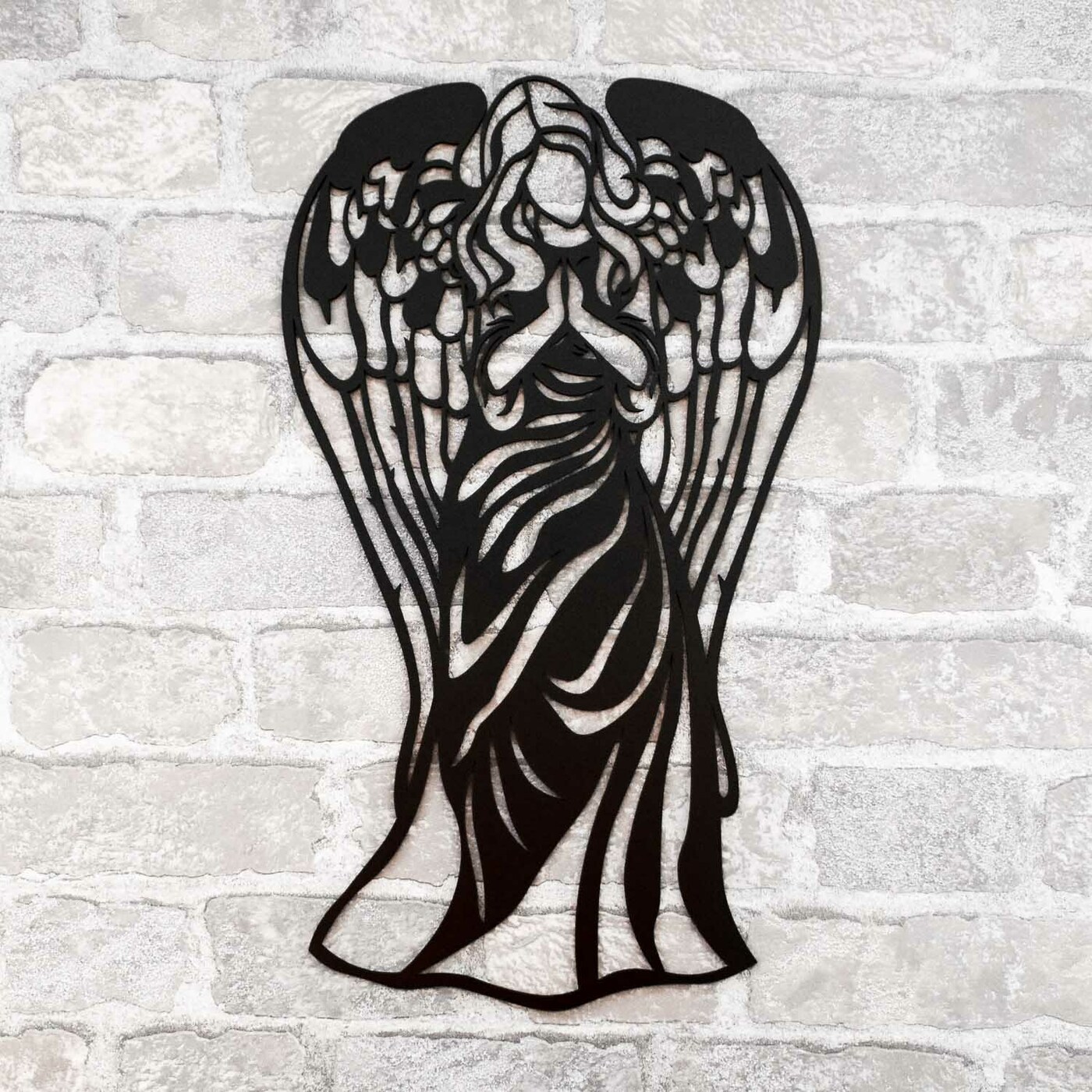 Wooden Angel on the Wall - Protector | Black