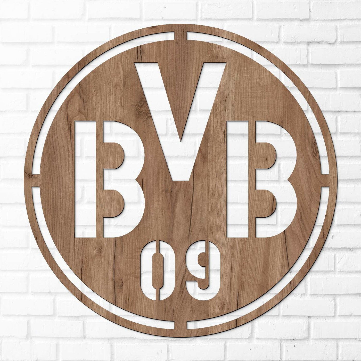 Wooden Logo of Football Club - BVB | Tobacco Oak