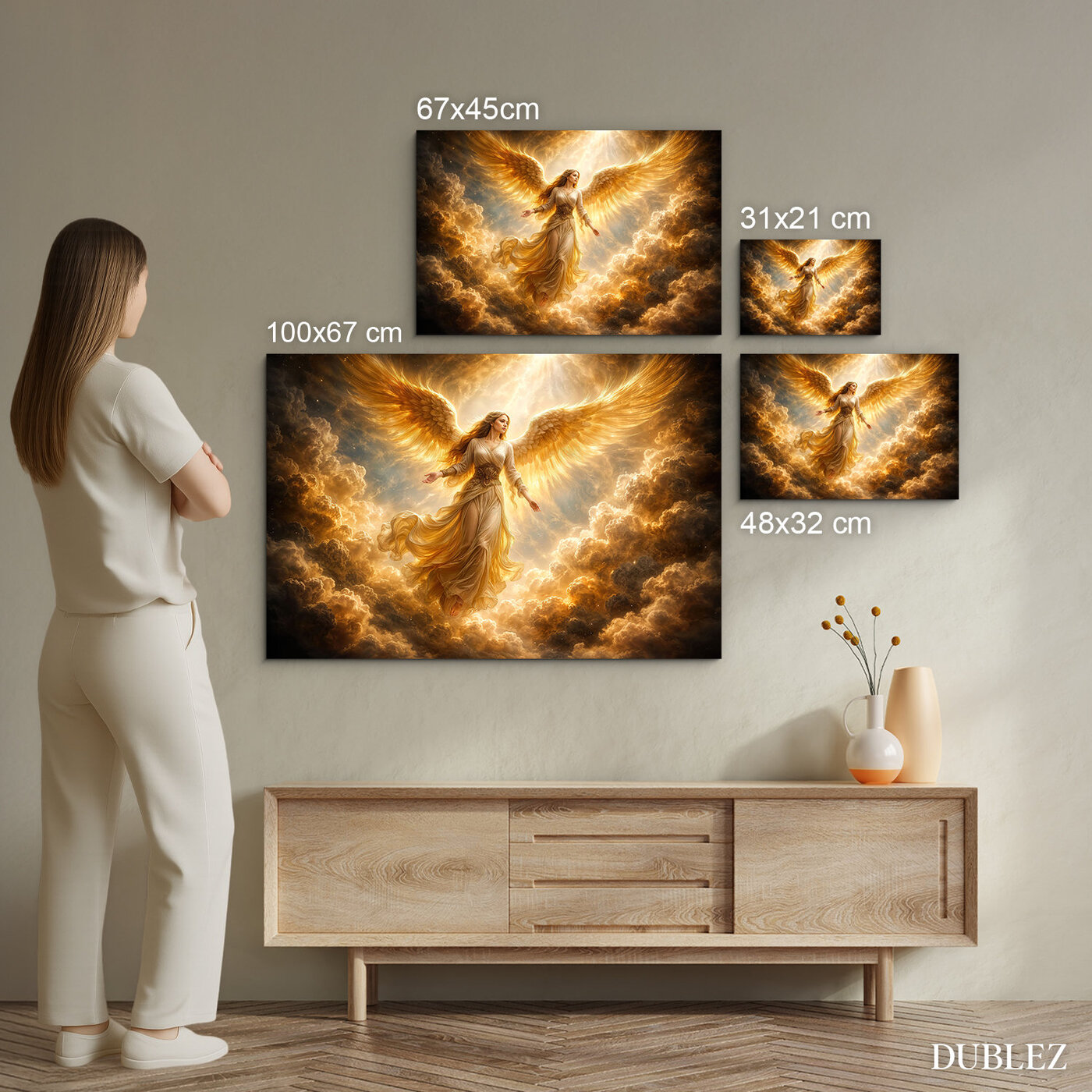 Drevený obraz - Anjel ochrany