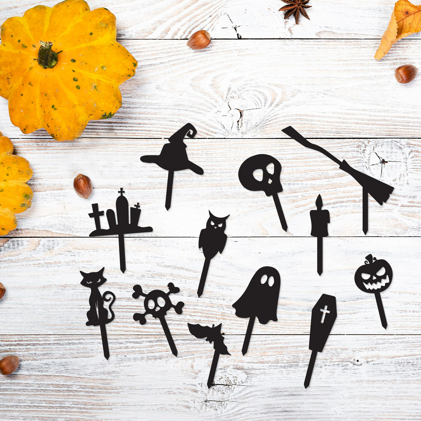 Halloweenské zápichy na muffiny 12 ks | Čierna