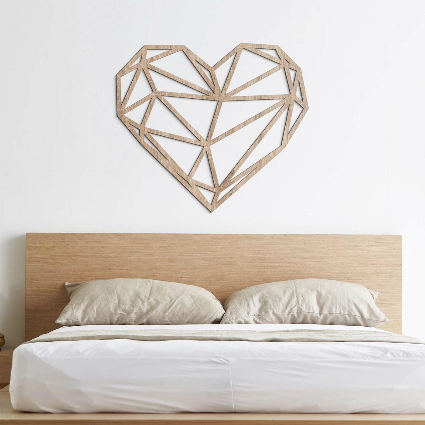 Drevené srdce na stenu - Polygón | Dub Sonoma