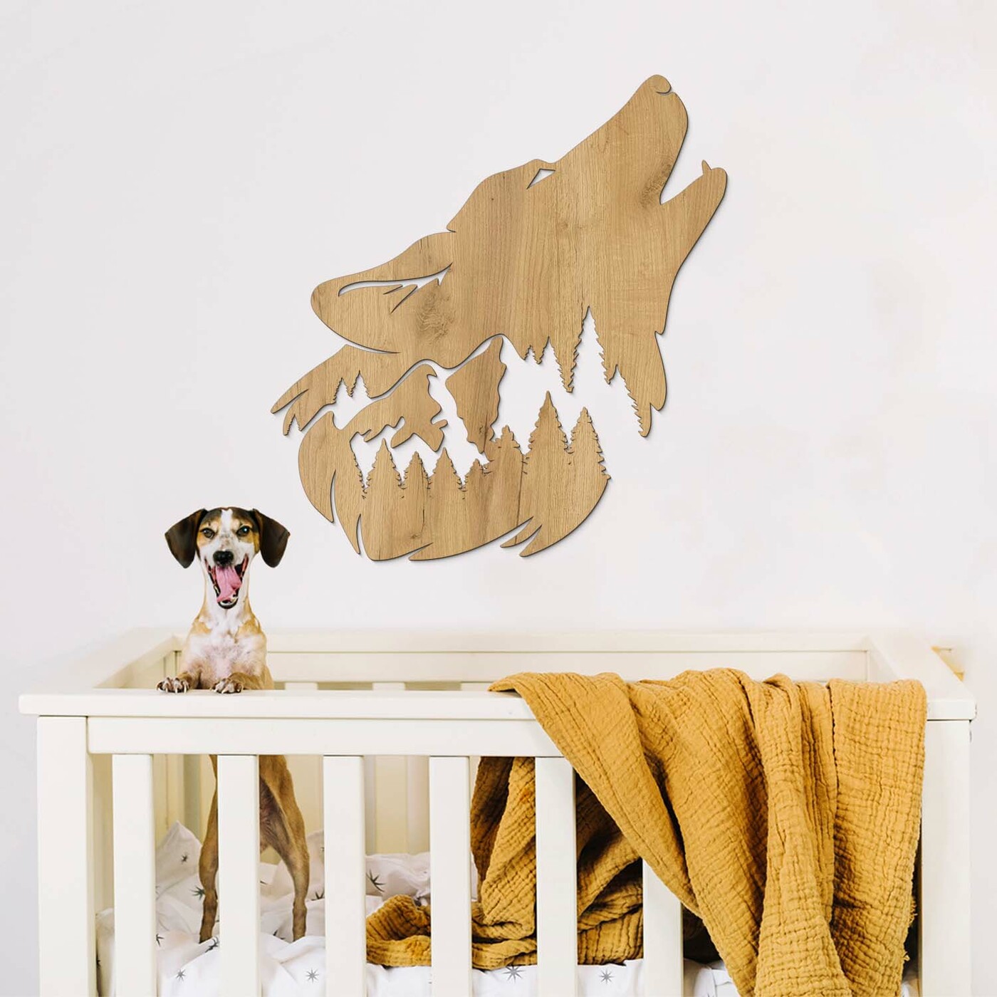 Wooden Sticker - Lone Wolf | Gold Craft Oak