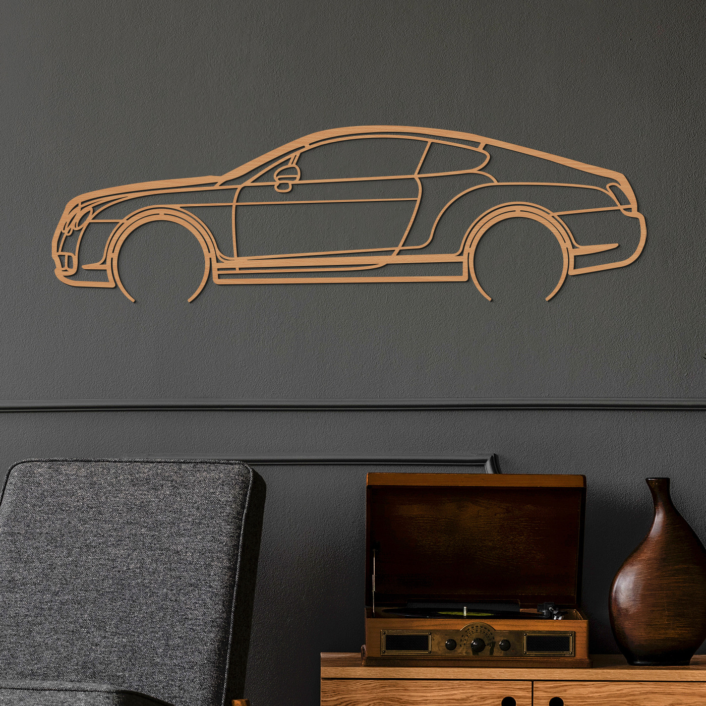 Wooden Wall Art - Bentley Continental GT | Cherry