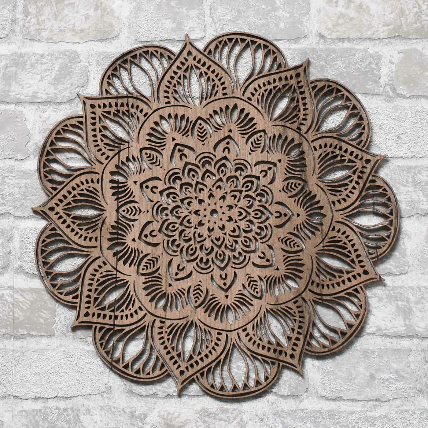 Vyrezávaná 3D Mandala - lotosový kvet | Dub tabakový