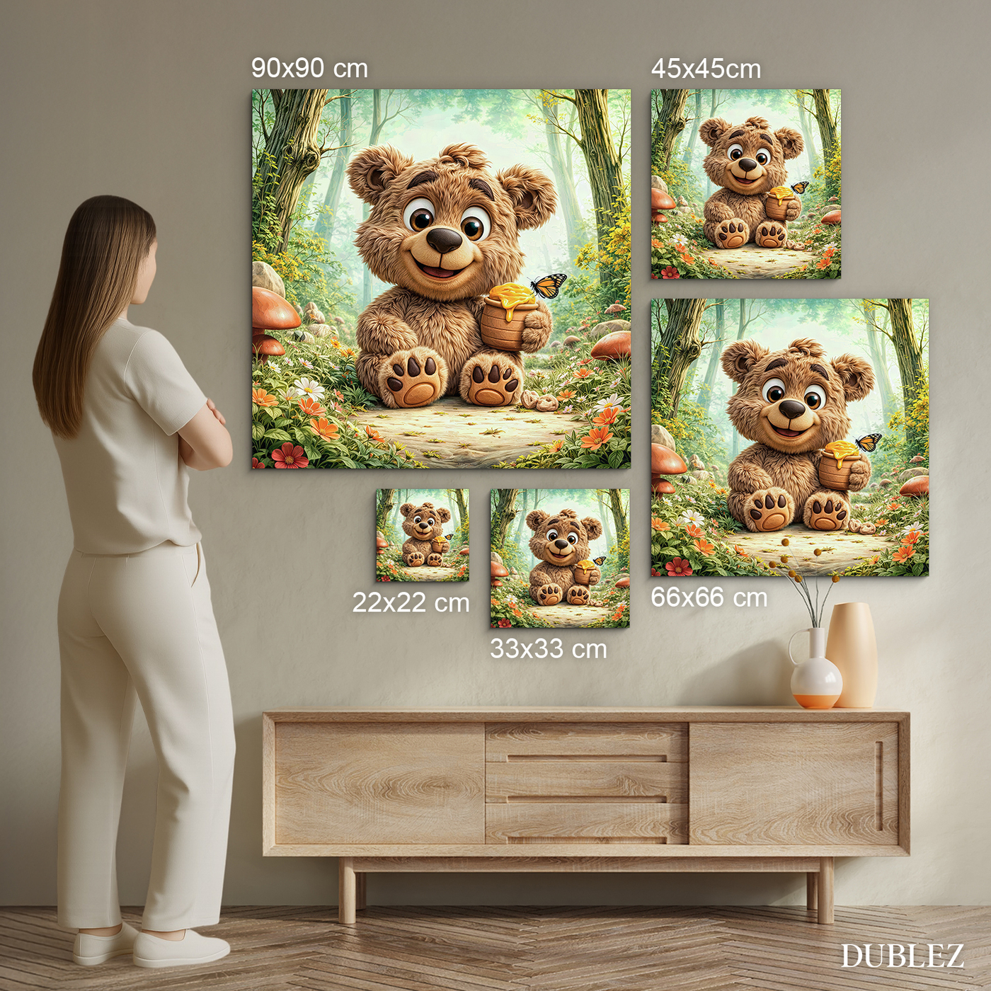 Rozprávková dekorácia do izbičky - Macko s medom