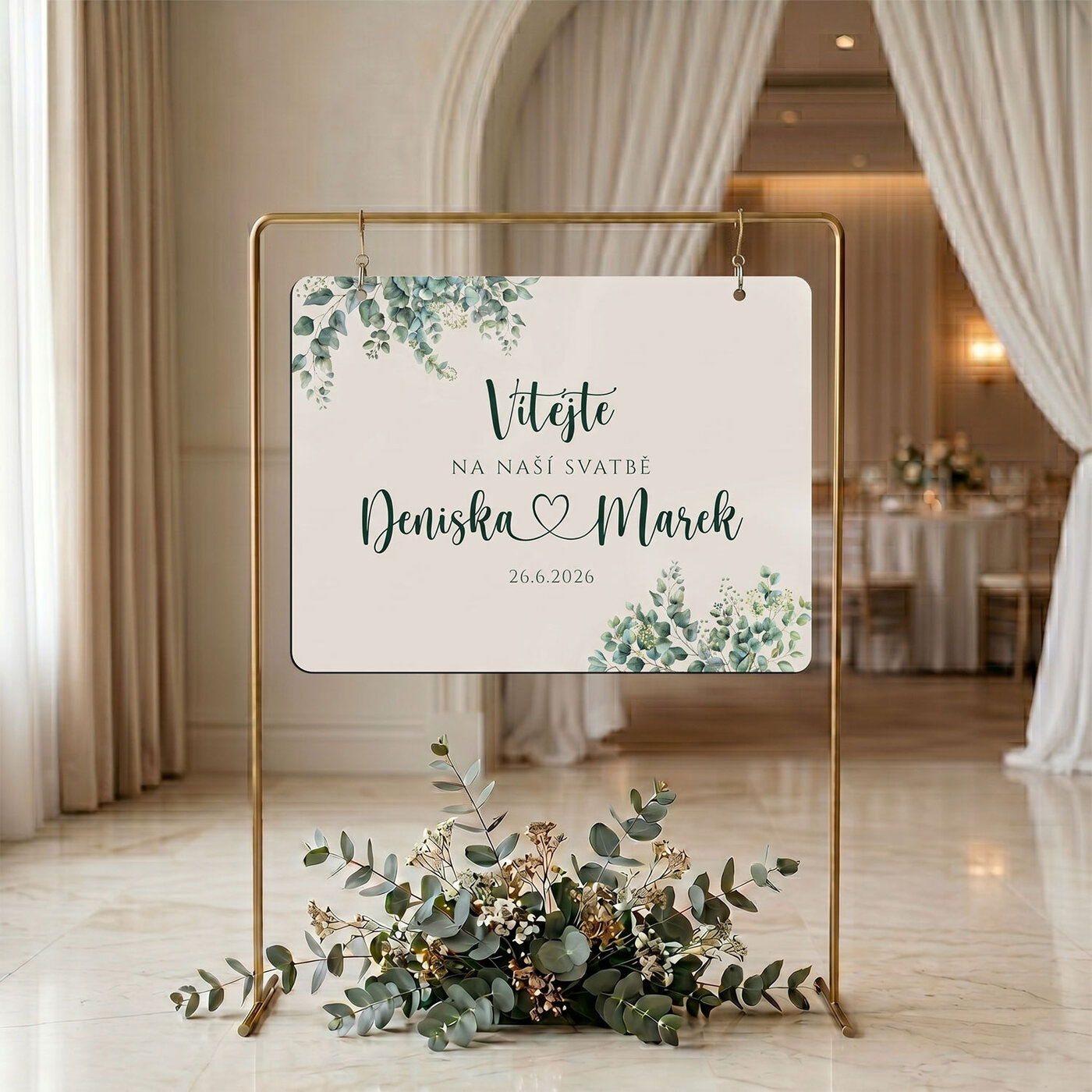 Dřevěná uvítací tabule na svatbu - Větvička