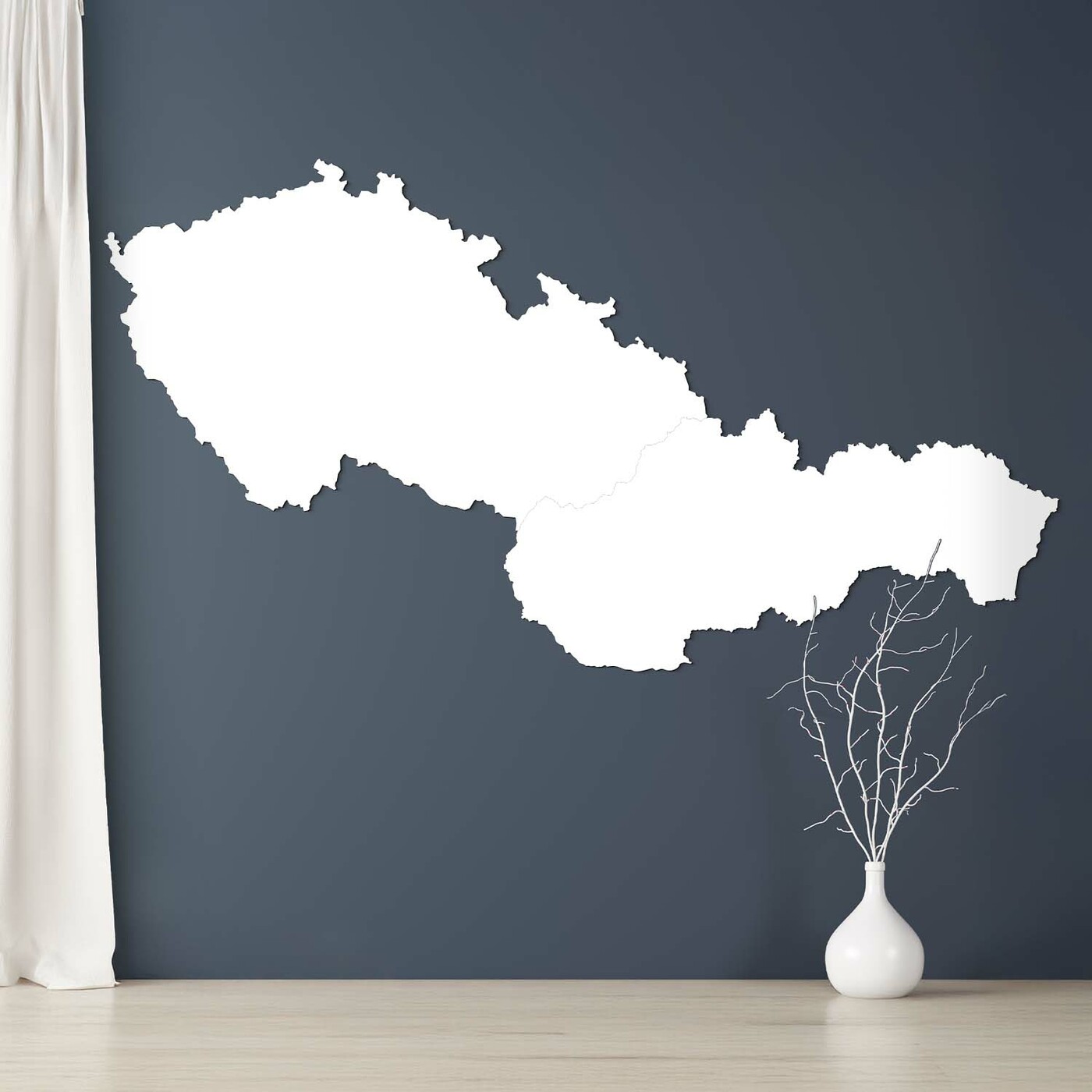 Dřevěné mapy na zeď - Česko a Slovensko | Bílá