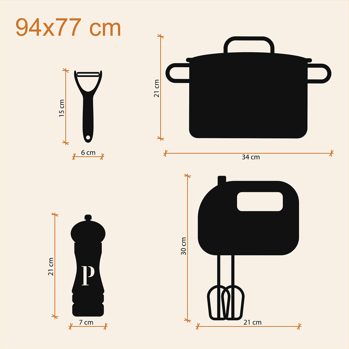 Drevené nálepky na stenu do kuchyne | 94x77 cm