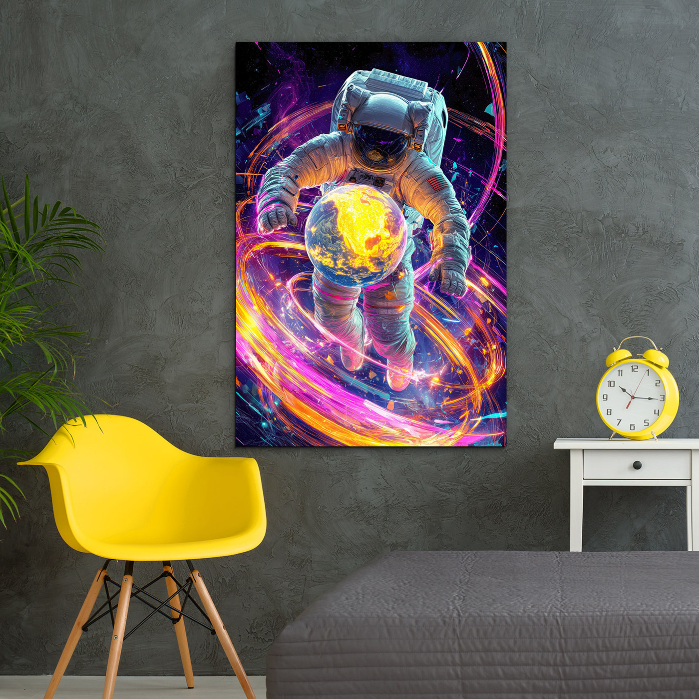 Drevený obraz - Astronaut v galaxii