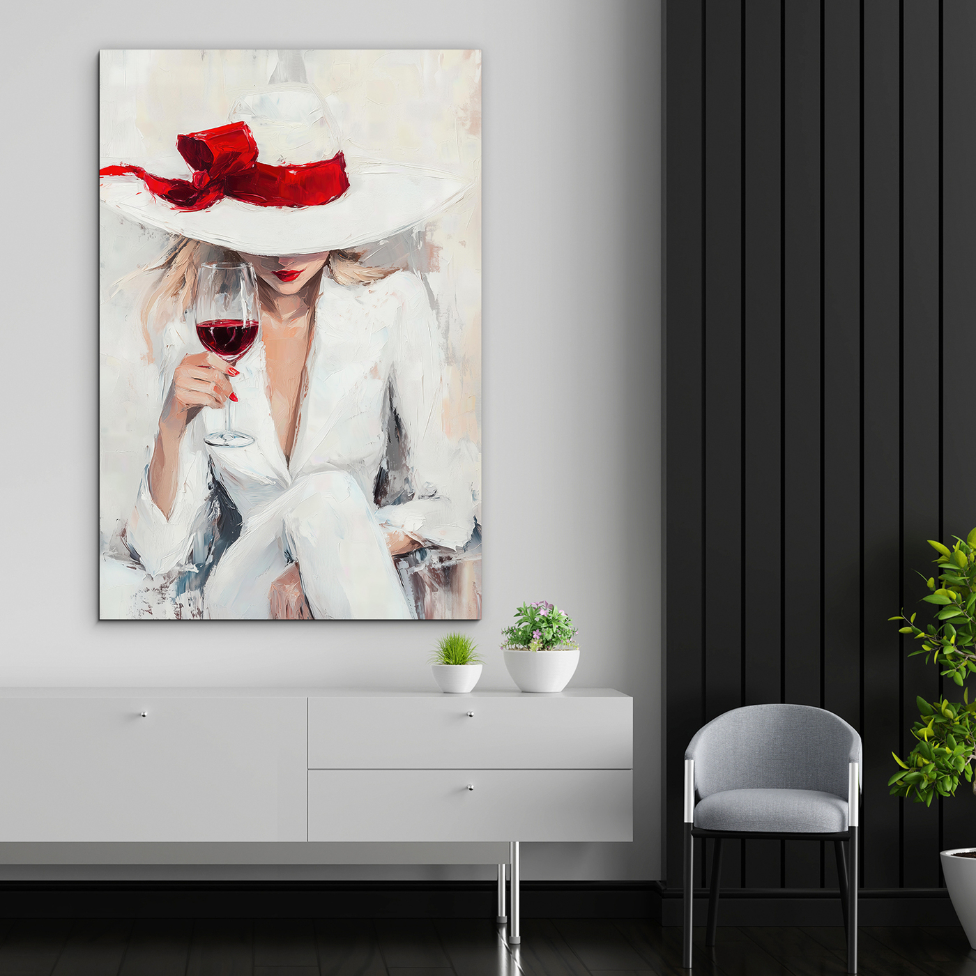 Fashion art obraz - Žena s vínom