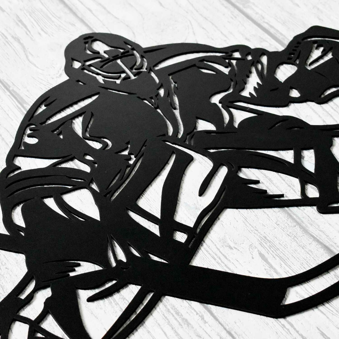 Dárek pro hokejistu - Dřevěný obraz Brankář | Černá