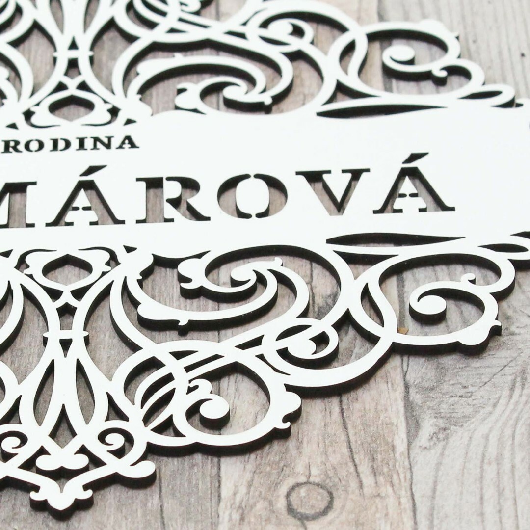 Ornament na stenu s vlastným textom | Biela