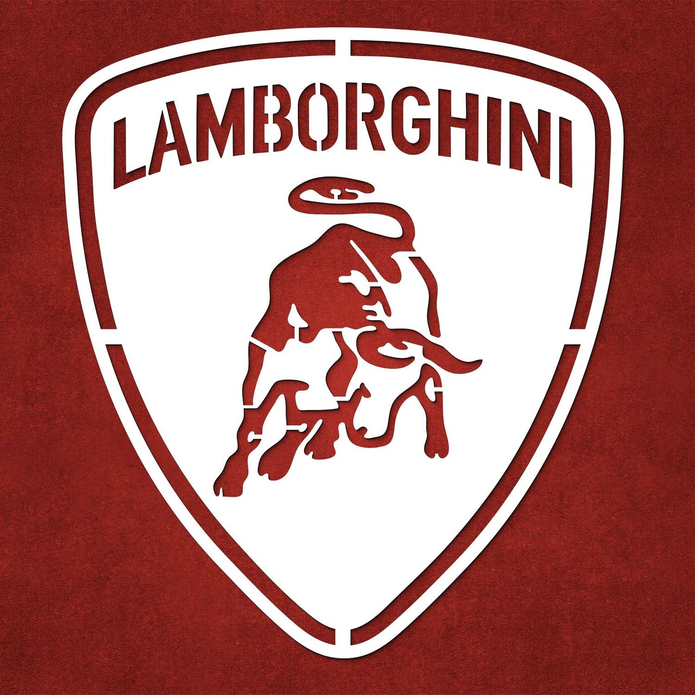 Wooden Car Logo - Lamborghini | White