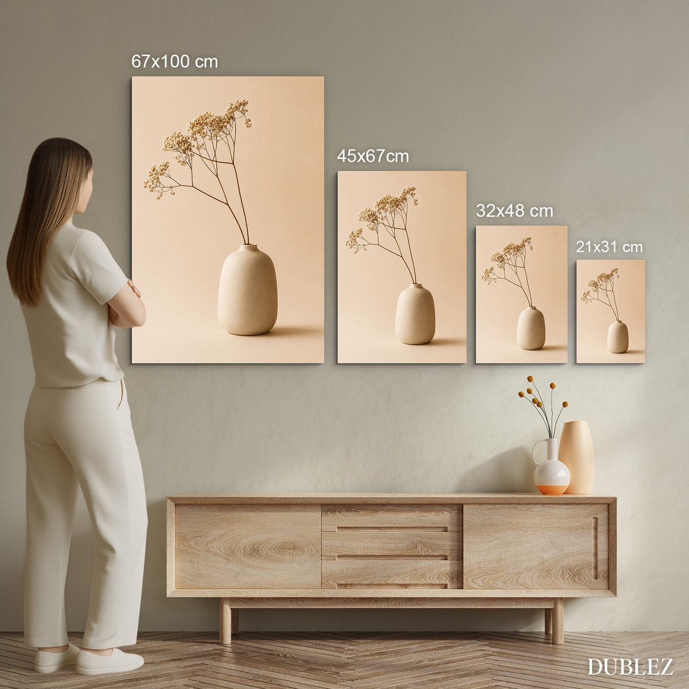 Minimalistický obraz na stěnu - Sušené květiny