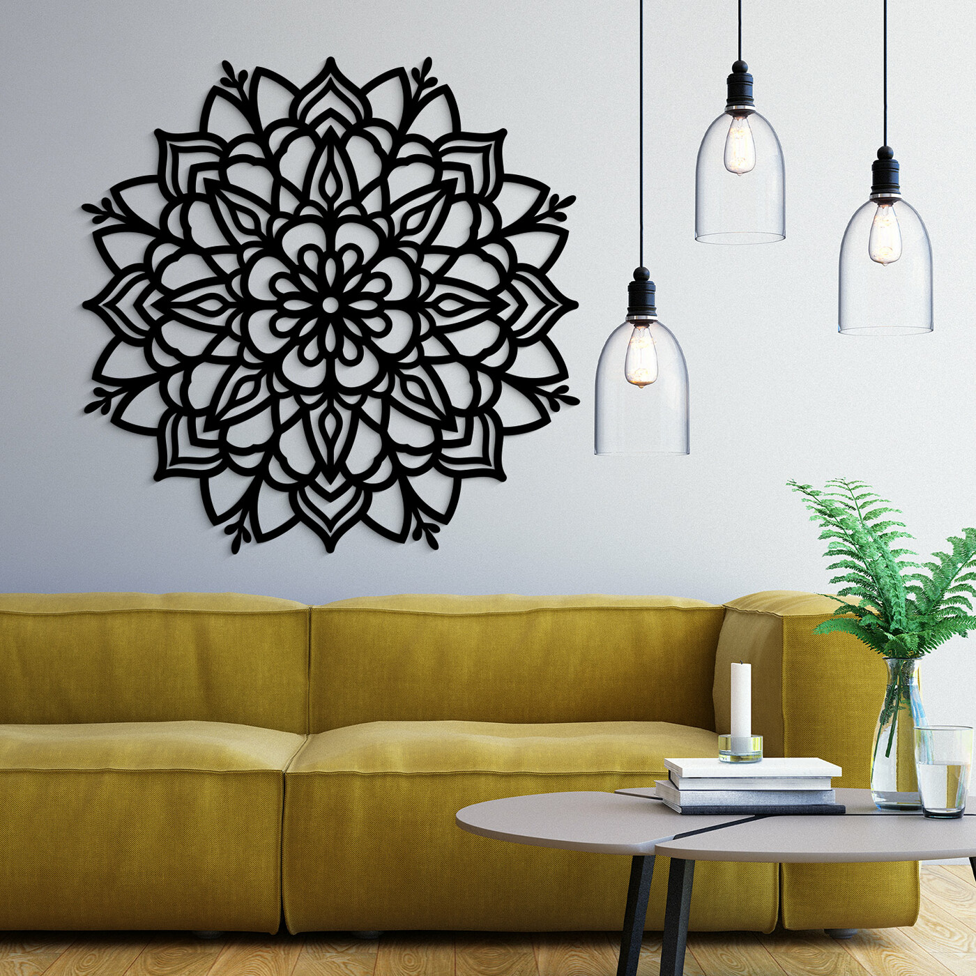 Mandala na stěnu - Flower | Černá