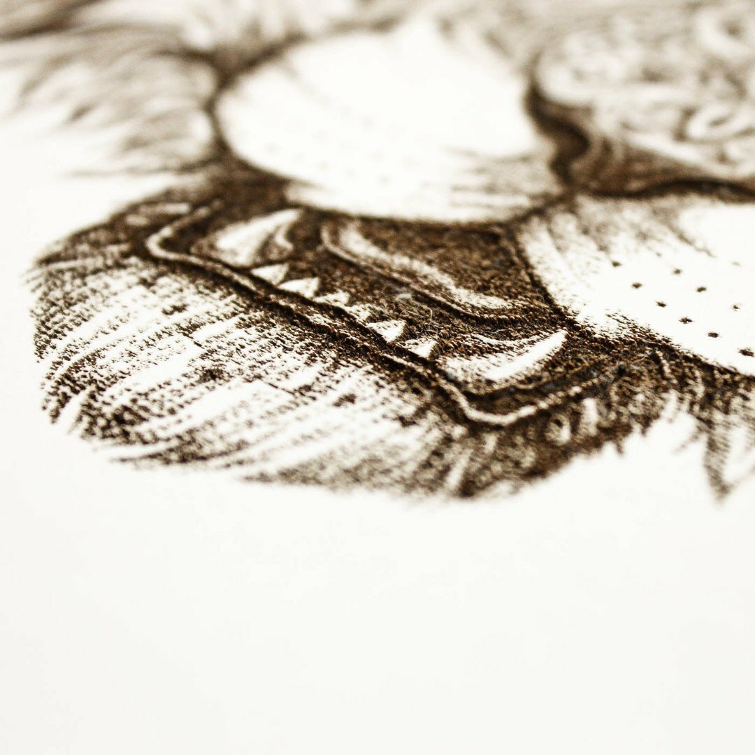 3d drevený gravírovaný obraz na stenu - Tiger | Biela