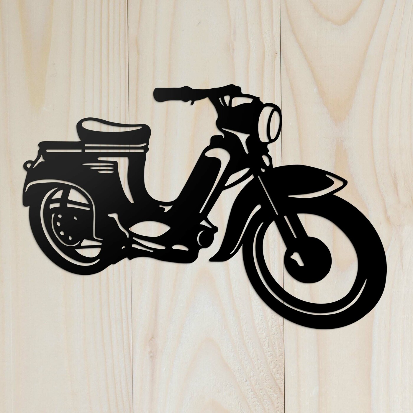 Wooden Wall Art in Retro Style - Jawa 555 | Black