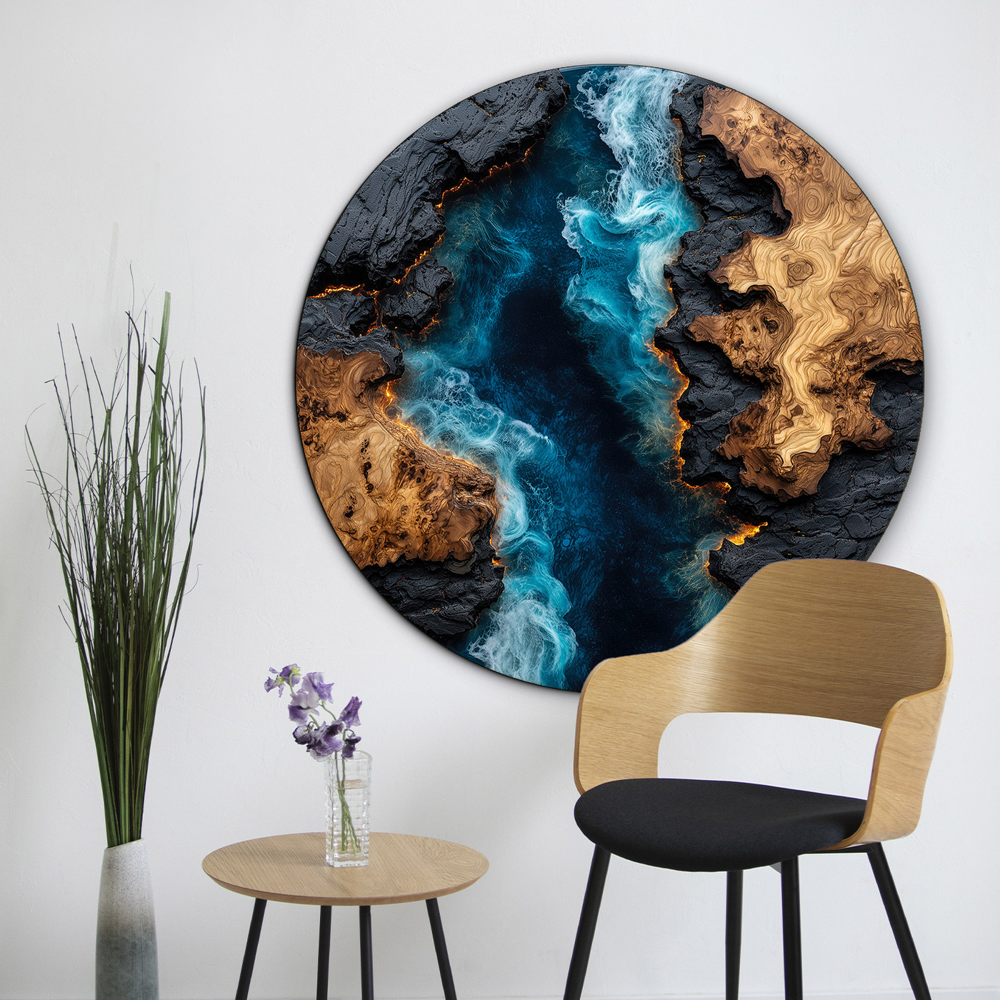 Kruhový epoxidový obraz - Pulz Zeme (UV tlač)